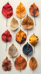 Poster - Vibrant Autumn Leaf Collage in Geometric Abstract Pattern with Photographic Detail