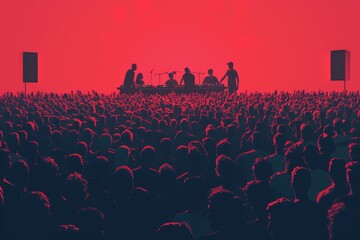 Sticker - DJ performing on stage with vibrant pink and blue lights and an enthusiastic crowd