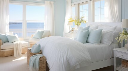 Poster - coastal bedroom interior