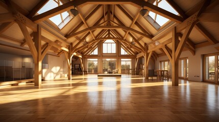 Wall Mural - spacious structure timber frame