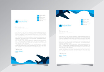 minimalist simple attractive letterhead template with blue color. editable letterhead, letter head design, Suitable for traveling agency. vector eps 10.