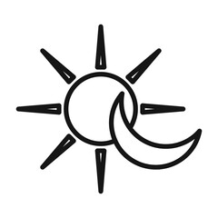 Wall Mural - Sun and moon icon Black line art vector