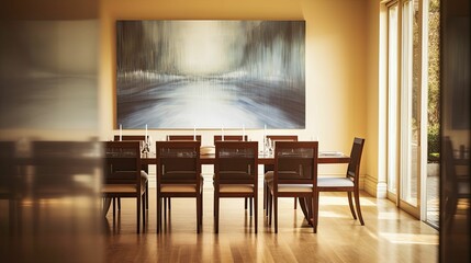 Canvas Print - table blurred interior remodeling