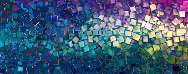 Wall Mural - A mosaic pixel background with a mix of jewel tones like sapphire, emerald, and amethyst. The rich colors and pixel arrangement create a luxurious and vibrant design.