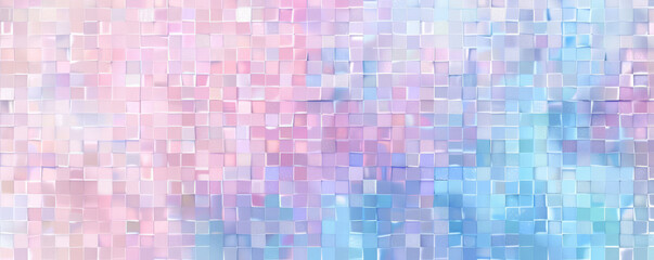 Wall Mural - A mosaic pixel background with pastel shades of pink, blue, and lavender. The soft colors and pixel arrangement create a gentle and soothing design.