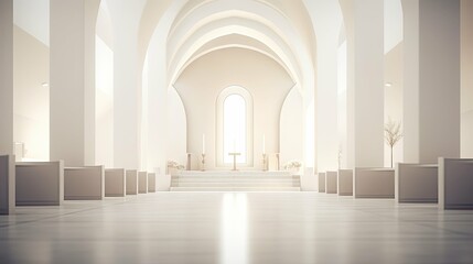 Wall Mural - minimalist blurred modern church interior