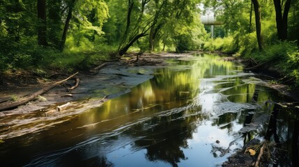 Canvas Print - river oil spill