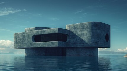 Wall Mural - A large building is floating on the water