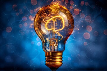 Poster - Illustration of a glowing lightbulb with creative elements inside