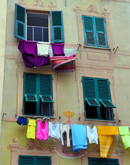 Poster - typical colorful houses in the historic center of Camogli Liguria Italy