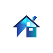 © sameera - Blue House Icon: Minimalist Home Symbol Isolated on Transparent Background