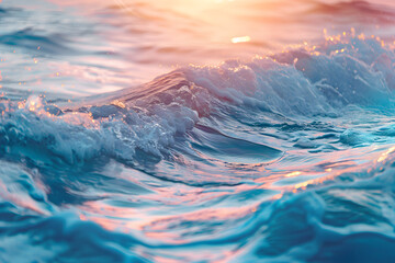 Wall Mural - abstract beauty of ocean waves as the sun sets, creating a soft, ethereal glow, background, wallpaper