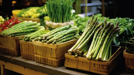 Canvas Print - market top asparagus green