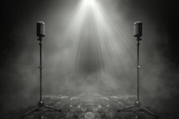 Sticker - Dramatic stage setup with spotlights creating a moody atmosphere