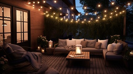 Wall Mural - gathering outdoor string lights