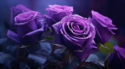 Wall Mural - rosebud dark purple roses