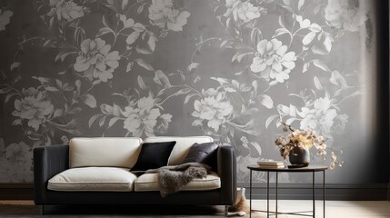 Wall Mural - vintage gray floral