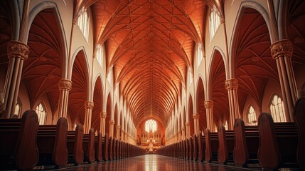 low blurred catholic church interior