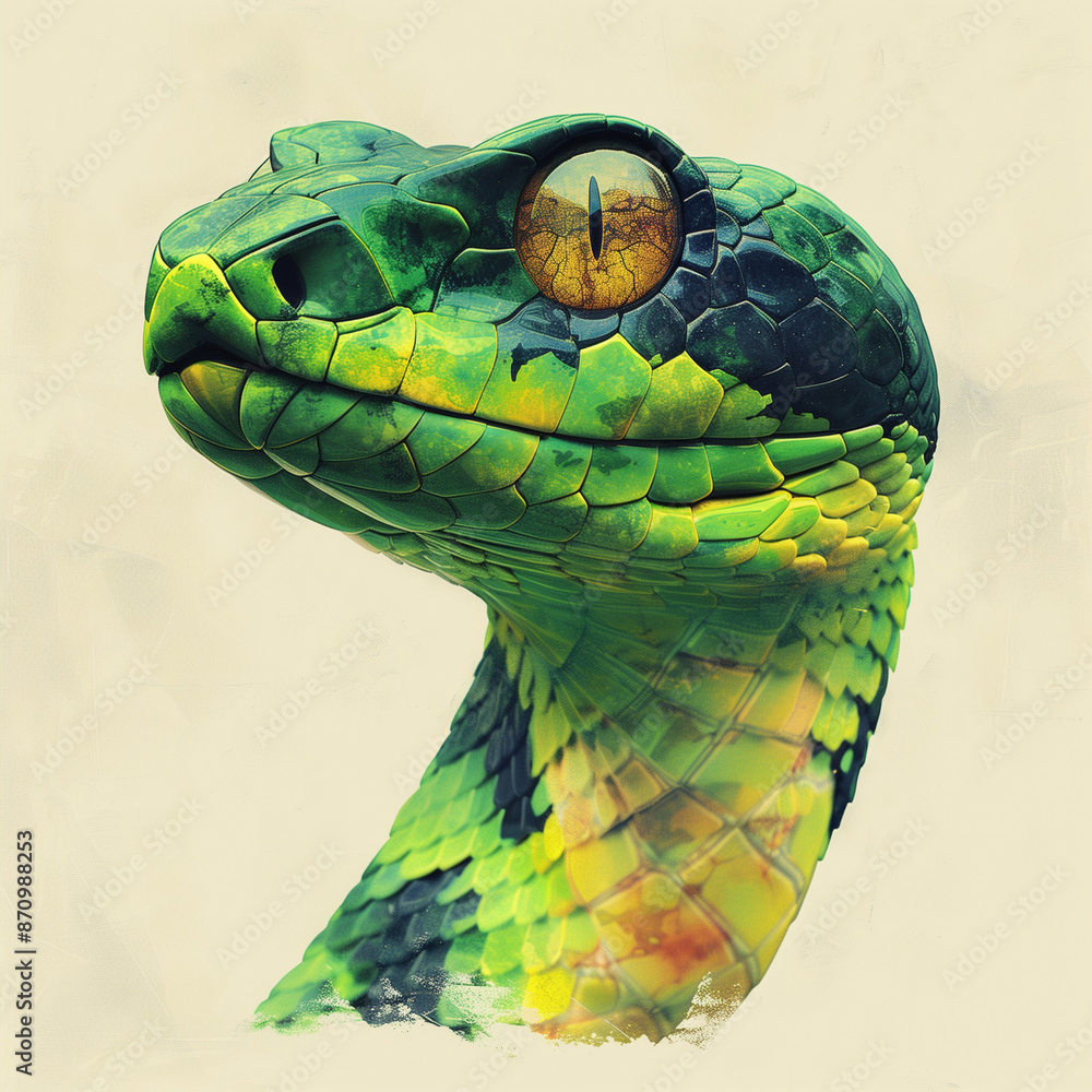 Snake Ruster Image Green snake illustration concept graphic design. The green wooden snake ...