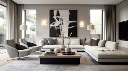 Canvas Print - monochromatic neutral interior design