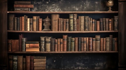 Poster - books dark distressed wood