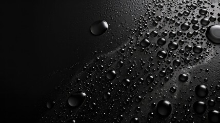 space Free view Top condensate surface black water Drops abstract background bright bubble circle clean closeup cold condensation cool dark dew dripped droplet glasses glistering.