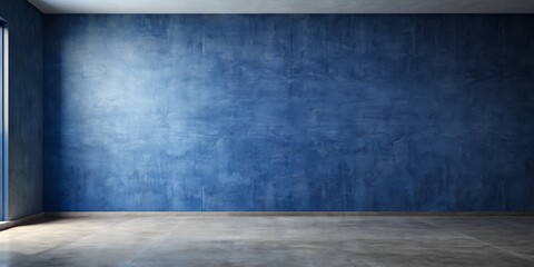 Wall Mural - Concrete floor, blue wall, minimalist, interior, empty