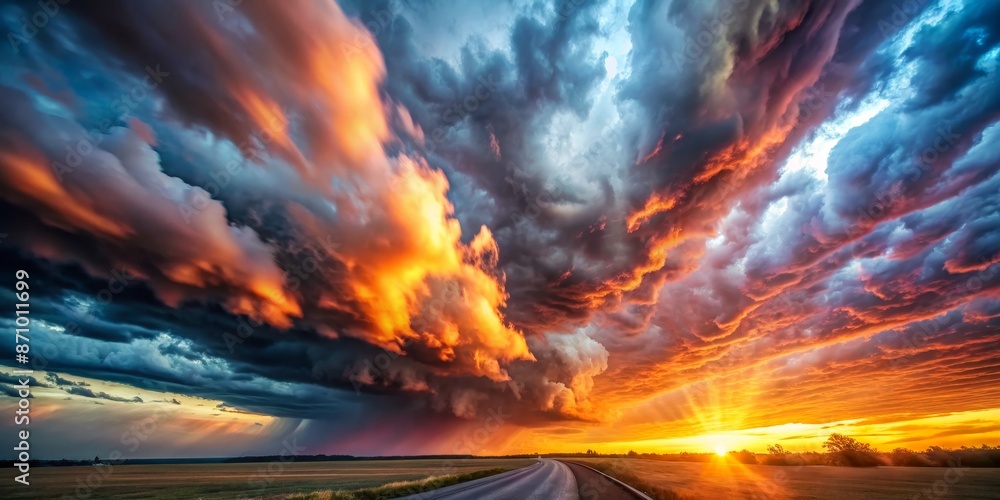 Epic sky and cloud background in slow motion storm, tropical sunset ...