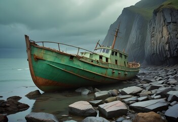 old fishing boat on the beach