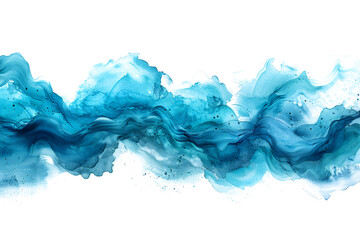 Wall Mural - Turquoise and teal watercolor brush strokes artwork on transparent background.