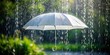© Stock Spectrum - Serene shelter from the rain provided by open white umbrella amidst gentle rainfall