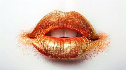 Sticker - A detailed shot of a lip with sparkly glitter applied, perfect for beauty and cosmetics themes