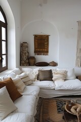 Wall Mural - Interior of a hotel bedroom. Bedroom with pillows.