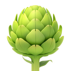 Wall Mural - Single green artichoke with stem, illustration cut out