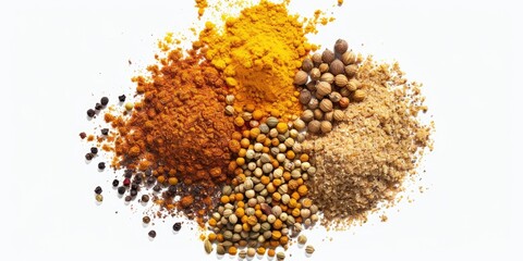 Sticker - A selection of various spices on a clean white surface