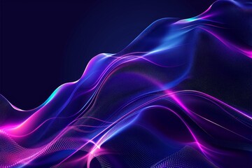 Wall Mural - Dark abstract background with neon light glowing wave, Modern shiny moving lines futuristic technology concept design