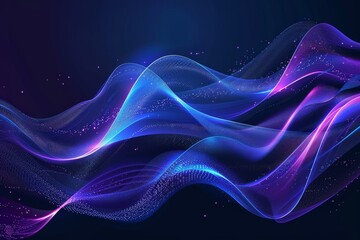 Dark abstract background with neon light glowing wave, Modern shiny moving lines futuristic technology concept design