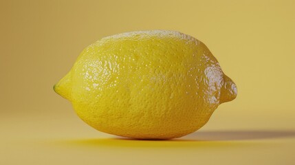 Poster - A bright and juicy lemon on a sunny yellow background, ideal for food or beauty photography