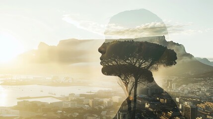 breathtaking double exposure photograph showcasing the stunning natural landscapes and diverse wildl