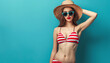 © Artistic Visions - American Flag Bikini Female Beautiful Woman in red white and blue Swimwear, 4th of july, patriotic, memorial day, labor day, celebrating the USA