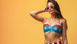 © Artistic Visions - American Flag Bikini Female Beautiful Woman in red white and blue Swimwear, 4th of july, patriotic, memorial day, labor day, celebrating the USA