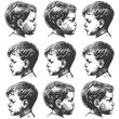 © NikahGeh - little boy head collection set with engraving style