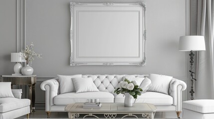 Wall Mural - interior of a room with blank canvas, empty canvas with copy space, wall art