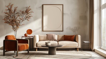 Wall Mural - interior of a room with blank canvas, empty canvas with copy space, wall art