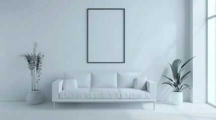 Wall Mural - interior of a room with blank canvas, empty canvas with copy space, wall art