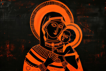 Mother of God with Infant Jesus. Generative AI