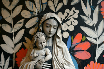 Mother of God with Infant Jesus. Generative AI