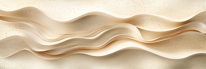 Wall Mural - Beige flowing lines with abstract pattern and gold accents. Concept of elegance, sophistication, and Earth Day