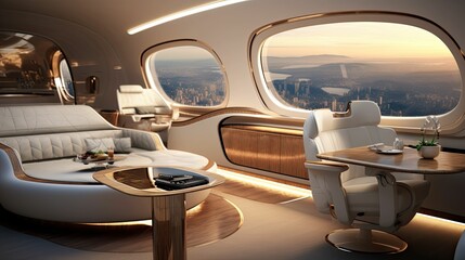 Wall Mural - elegance private jet interior