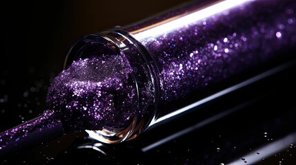 Canvas Print - closeup dripping purple glitter